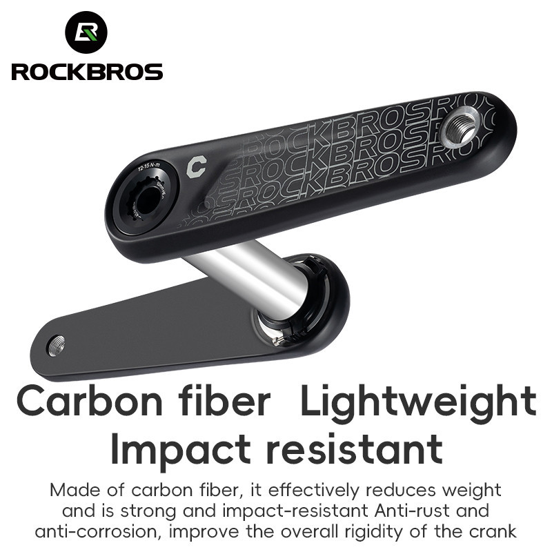 ROCKBROS คาร์บอนไฟเบอร์ Crank Integrated Molding 110 BCD 28.99 แกน DUB น้ําหนักเบาจักรยาน Crank ทนทานความแข็งแรงสูง Road Bike Crank 162.5/165/167.5/170/172.5/175 มม.