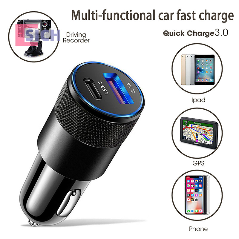 [Sich] 66w USB Car Charger Type C Fast Charging อะแดปเตอร์ชาร์จโทรศัพท์สําหรับ Xiaomi Huawei PD รถซ็อกเก็ตอะแดปเตอร์ใหม่