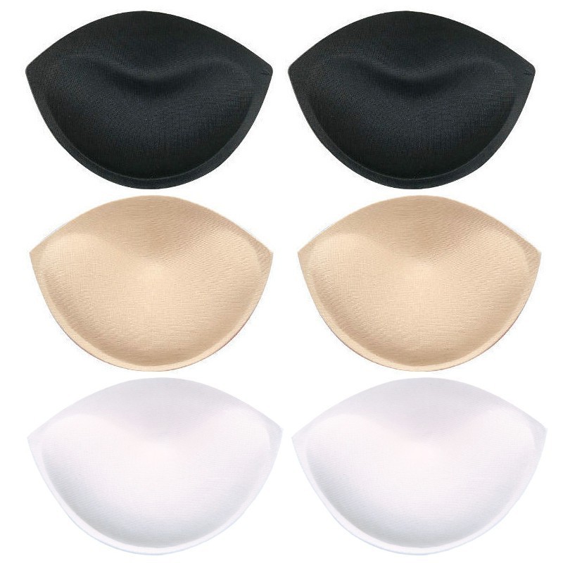 1 คู่/ล็อตสีขาว Nude สีดําหนาฟองน้ํากีฬา Bra แทรก Push-up ครึ่งถ้วยสําหรับชุดว่ายน้ําโฟม Breast Enhancers