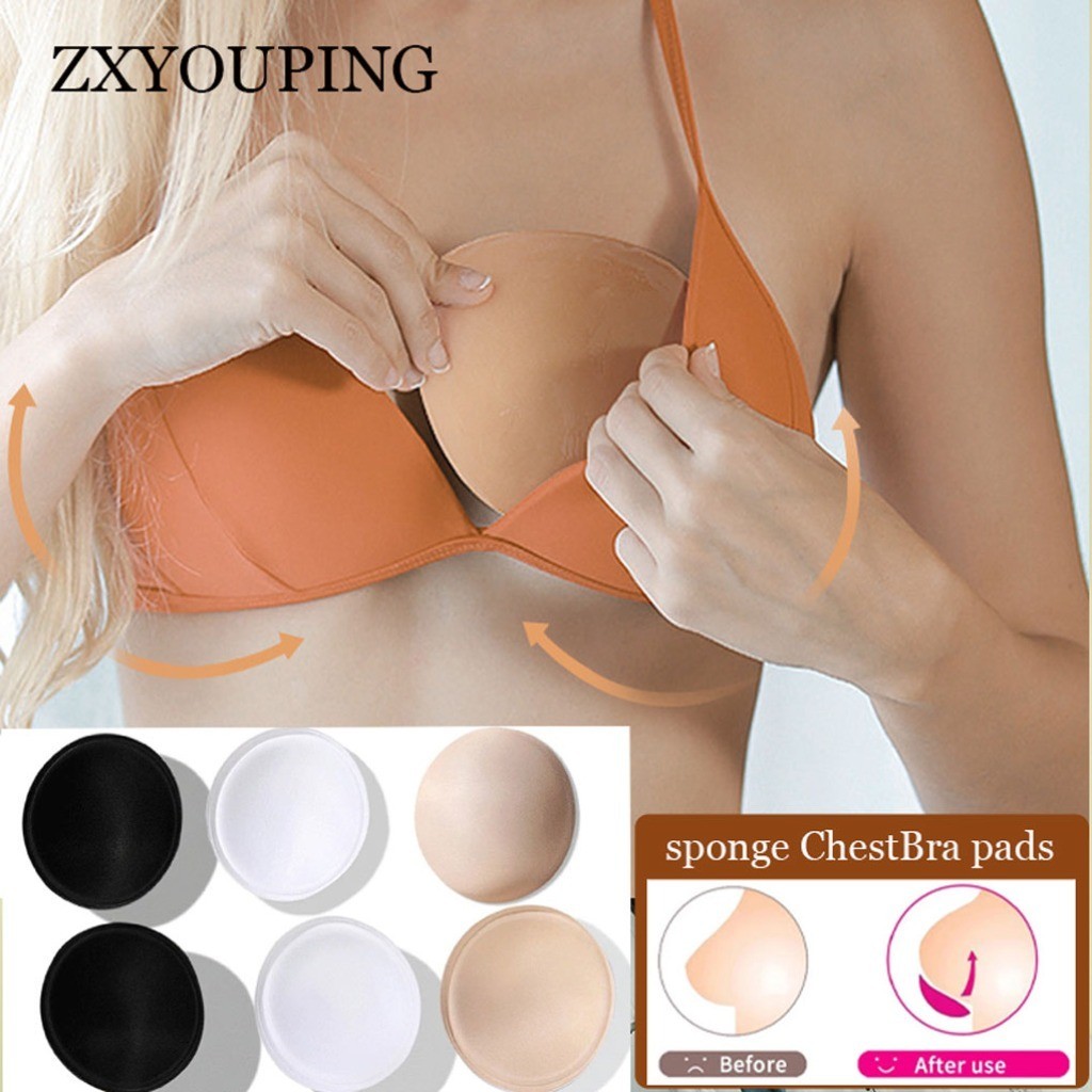 Zxyoupiong 3 คู่กีฬาถ้วย Bra แผ่นแทรก Padding ฟองน้ําหน้าอก Pad (คู่ 2 ใน) รอบฟองน้ํา Pad หน้าอกยกเข้มข้น Breast Burst ชุดชั้นใน Pad