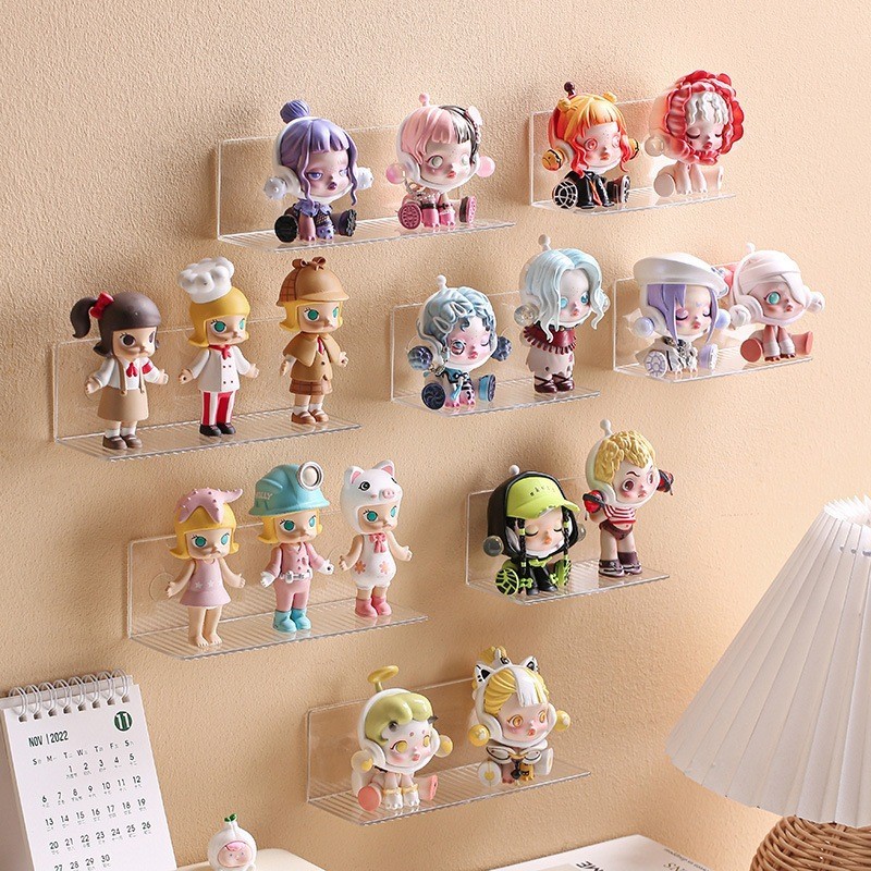 ชั้นโชว์โมเดลใส่ เก็บฟิกเกอร์ ชั้นโชว์ตุ๊กตา art toy ดีไซน์สวยงามโปร่งใสใส่ตุ๊กตาแขวงผนังไม่ต้องเจาะHB