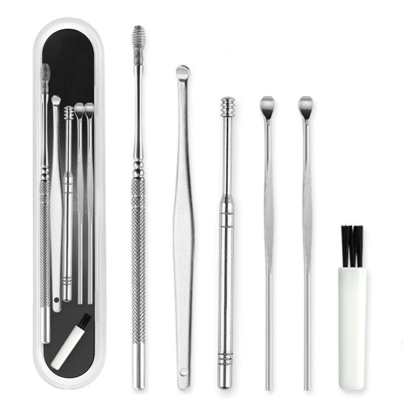 ไม้แคะหูสแตนเลส แบบชุด 6ชิ้น สำหรับดูแลช่องหูให้สะอาด ไม่สะสมเชื้อโรค ทำความอาดง่าย แคะสะอาด พร้อมส่งจากไทย