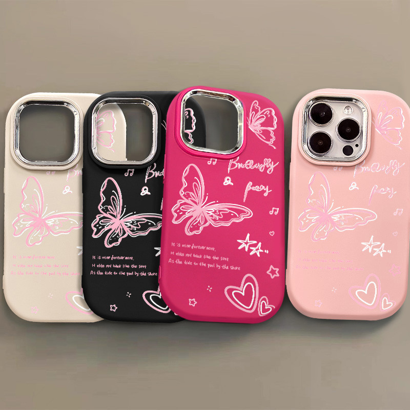 น่ารัก Butterflaies สําหรับ IPhone 14 15 Pro Max 13 12 11 Plus XS X XR 7+8 Plus นุ่มคู่ความงามซิลิโคนกันกระแทกปลอกฝาครอบโทรศัพท์