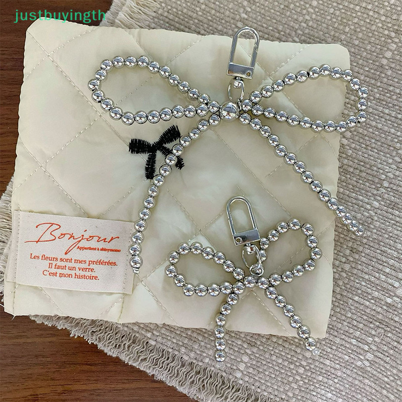 [JBTH] น่ารัก Bowknot Handmade ลูกปัดจี้พวงกุญแจแฟชั่นโทรศัพท์ Lanyard สายรัดข้อมือเครื่องประดับกระเป๋าเป้สะพายหลังอุปกรณ์ตกแต่ง [JB]