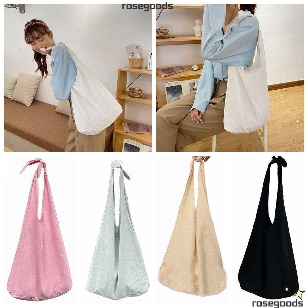 Rose Tote Bag,กระเป ๋ าสะพายสีทึบหลากสี , Creative ความจุขนาดใหญ ่ เดินทางทุกวันกระเป ๋ าใต ้ วงแขนผู ้ หญิงเด ็ กผู ้ หญิง
