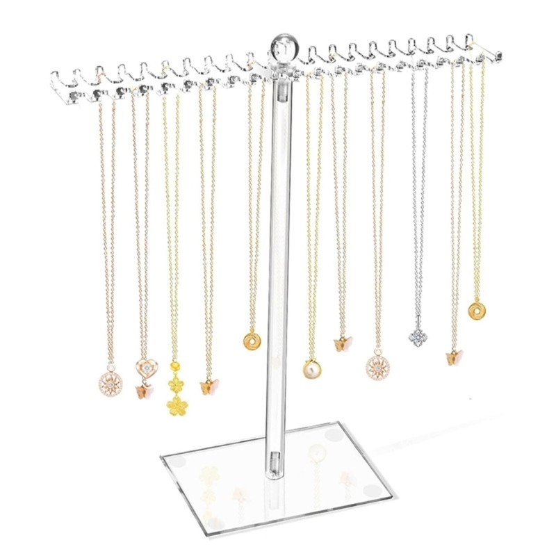Alilin อะคริลิคสร้อยคอ Organizer Clear สร้อยคอผู้ถือขาตั้งเครื่องประดับแขวน
