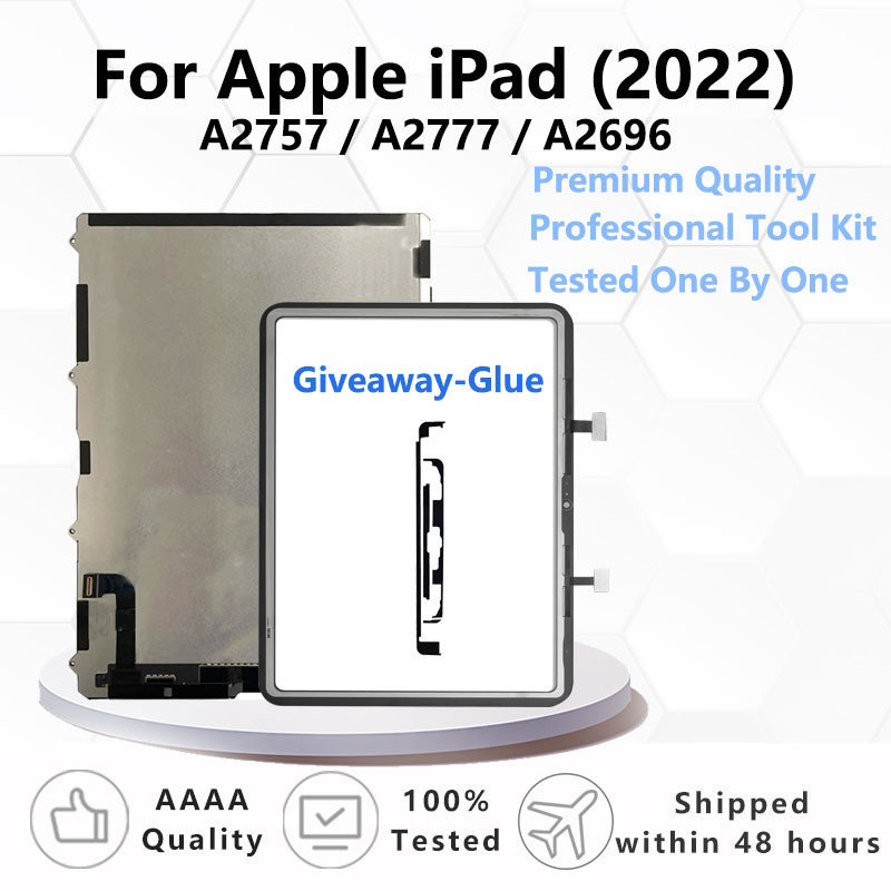 OEMสําหรับApple iPad 2022 หน้าจอสัมผัสDigitizerแผงกระจกและจอแสดงผลLCDสําหรับiPad A2757/A27/A2696