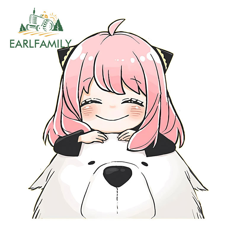 Earlfamily 13 ซม.x 11.7 ซม.Spy x ครอบครัว Chibi สติกเกอร์รถอารมณ์ขันคอมพิวเตอร์ Cooler กระจกมองหลัง DIY Decal Scratch-Proof กระเป๋าเดินทางเก็บขวดตกแต่ง