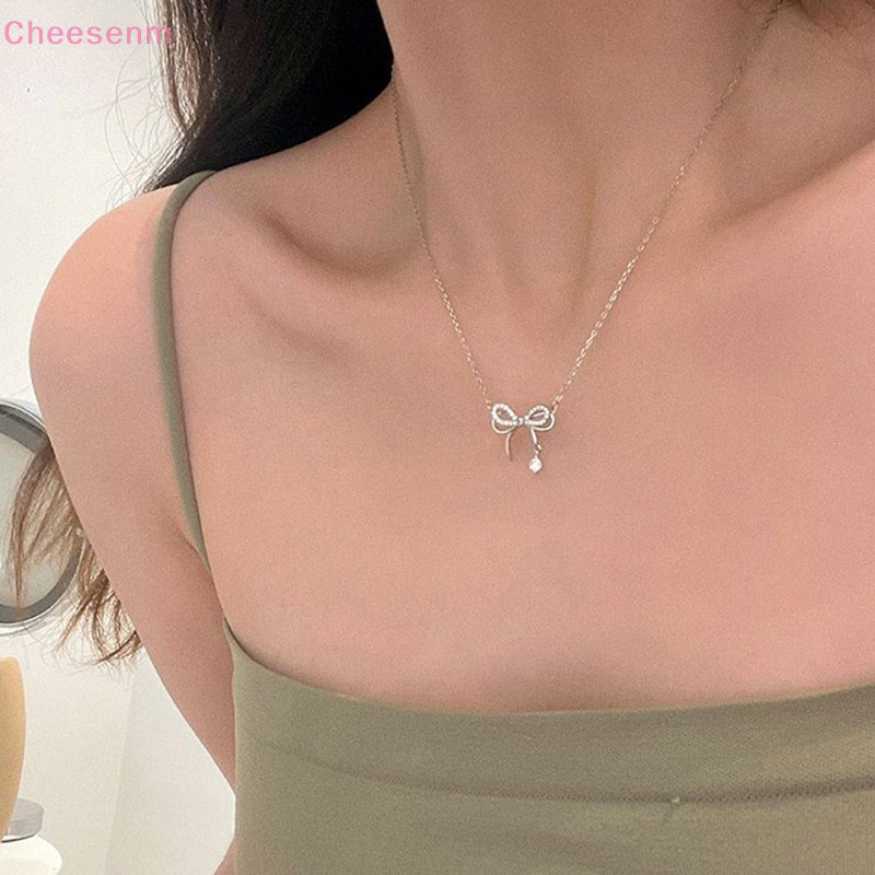 Cheesenm Zircon Bow Knot จี้สร้อยคอผู้หญิงออกแบบเกาหลีแฟชั่นสร้อยคอผู้หญิง Ch สร้อยคอ Party Lady Accesorios TH