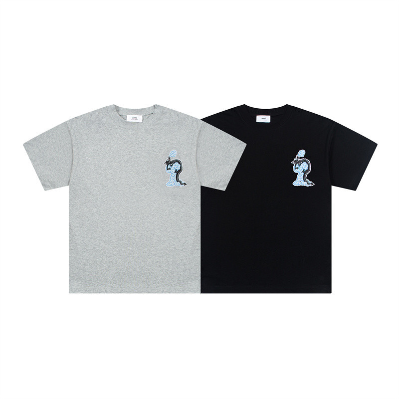 ฤดูใบไม้ผลิฤดูร้อนผลิตภัณฑ์ใหม่ผ้าฝ้ายรอบคอหลวมแขนสั้นเสื้อยืดผู้ชายผู้หญิงสไตล์เดียวกัน จ7RTU