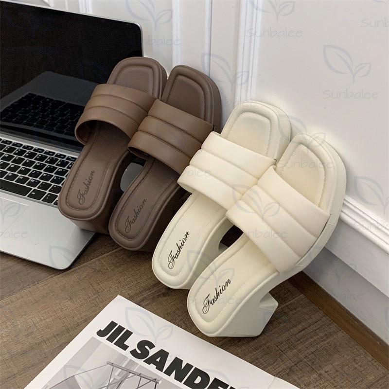 E-2323 รองเท้า เสริมส้นสูง แบบสวม สำหรับเท้าเรียว สั่งเพิ่มไซส์ รองเท้าสำหรับสตรี พร้อมส่ง