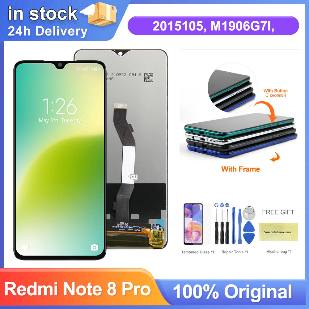 6.53 "หมายเหตุ8 Proจอแสดงผล,สําหรับXiaomi Redmiหมายเหตุ8 Pro M1906G7I M1906G7GจอแสดงผลLcdหน้าจอสัมผั