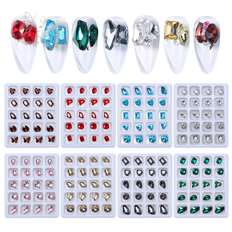 [maybeauty] 20 ชิ้น 3D Nail Art Rhinestones คริสตัลหินที่มีสีสันเคล็ดลับตกแต่ง DIY {TH}