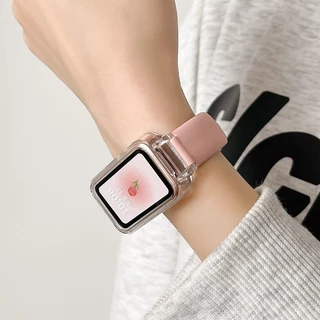 สายซิลิโคนพร้อมเคสสําหรับ For Samsung Galaxy Fit 3 สายนาฬิกาแฟชั่นสร้อยข้อมือแบบนุ่มสีทึบเปลี่ยนสายรัดข้อมือ