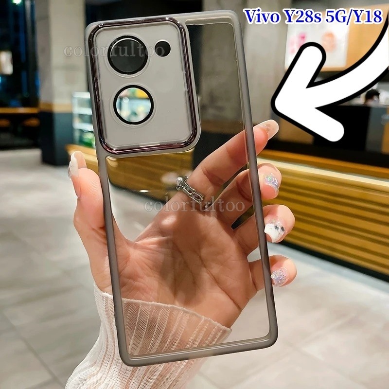 Vivo Y28s 5GปลอกชุบสําหรับVivo Y28s Y18 Y 18 Y 28S Y03 VivoY28s VivoY18 4G 5G 2024 โทรศัพท์กรณีโปร่งใสนุ่มกรณีAnti Drop Simpleซิลิโคนกล้องป้องกันปกหลัง