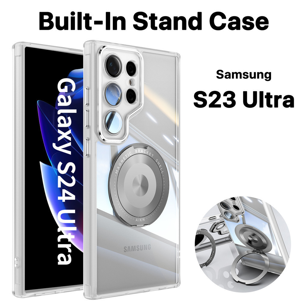 เคส Samsung S23 Ultra S23 Plus ซิลิโคน ขาตั้งในตัว กันกระแทก แหวนใหญ่ ที่ยึด ยืน ปกป้องกล้อง ป้องกันเลนส์ แวววาวหมุนได้ 360 องศา บาง กล้องพร้อมเคสป้องกัน
