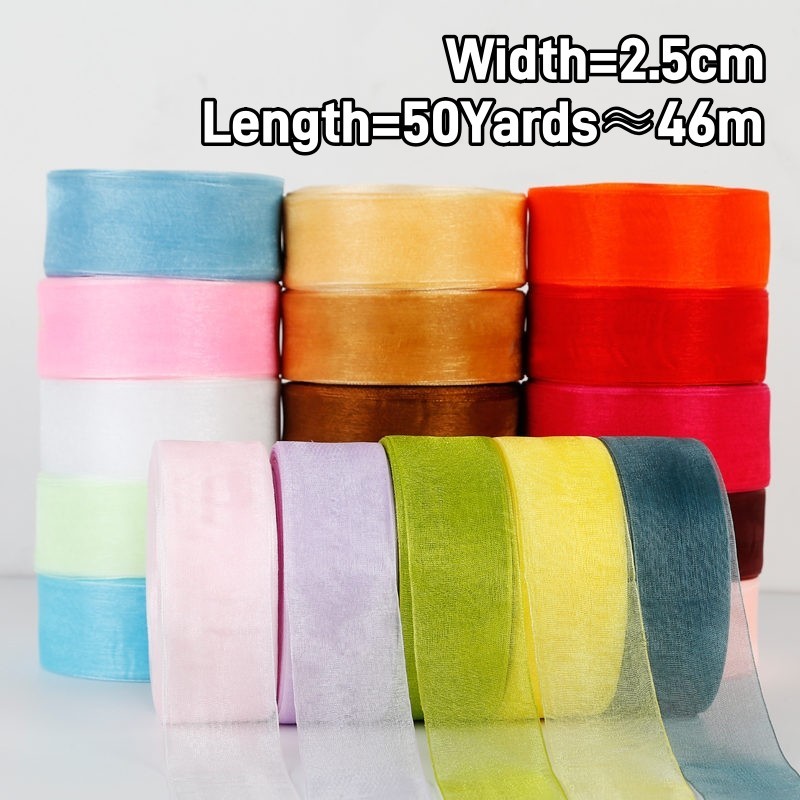 เส้นด้ายริบบิ้น DIY Bow Knot Handmade ริบบิ้นชีฟอง Organza ลูกไม้ริบบิ้นสําหรับงานฝีมือ DIY ตกแต่งห่อของขวัญผ้า
