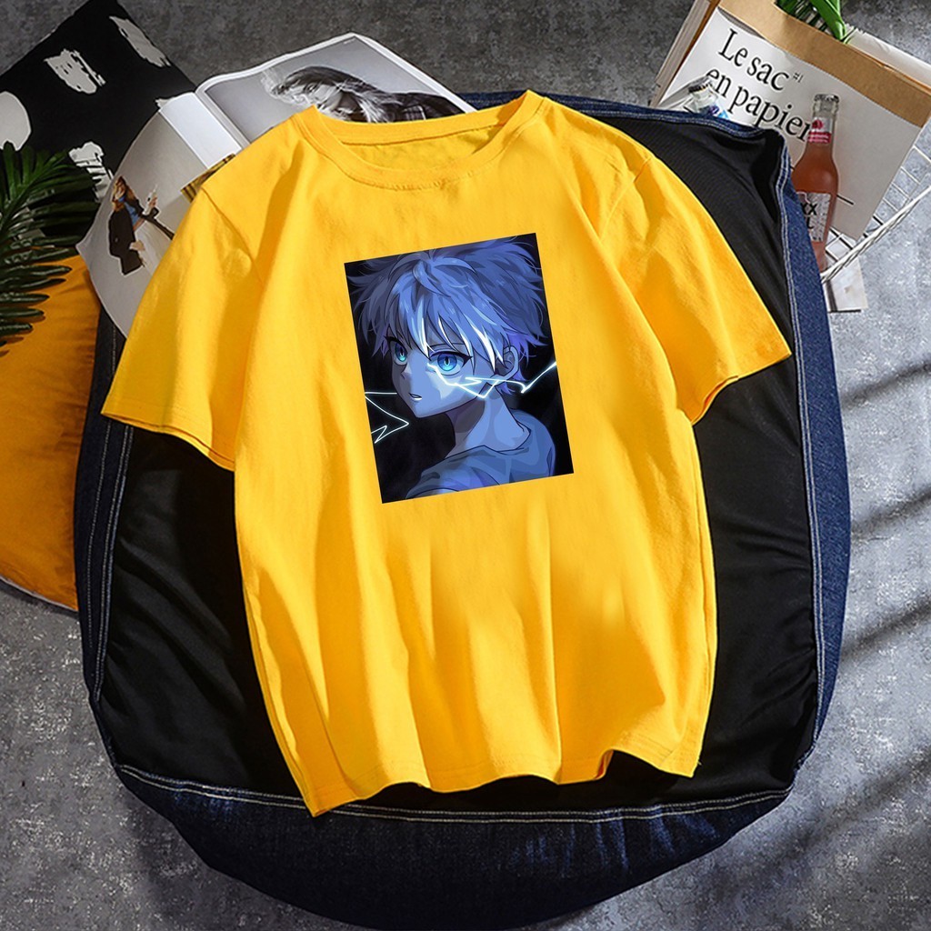 HUNTER X HUNTER killua t shirt  cotton unisex asia วินเทจ ใส่สบายๆ เซ็กซี่ การ์ตูน เสื้อกีฬา