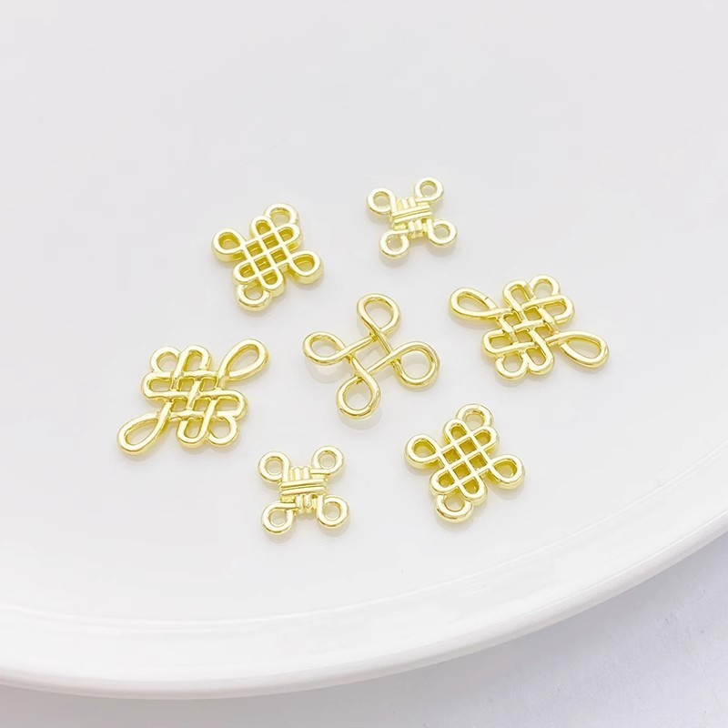 14k Gold สี Retention ปีใหม่จีน Knot Spacer จี้ลูกปัด Handmade diy สร้อยข้อมือสร้อยคอเครื่องประดับ Ending วัสดุอุปกรณ์เสริม