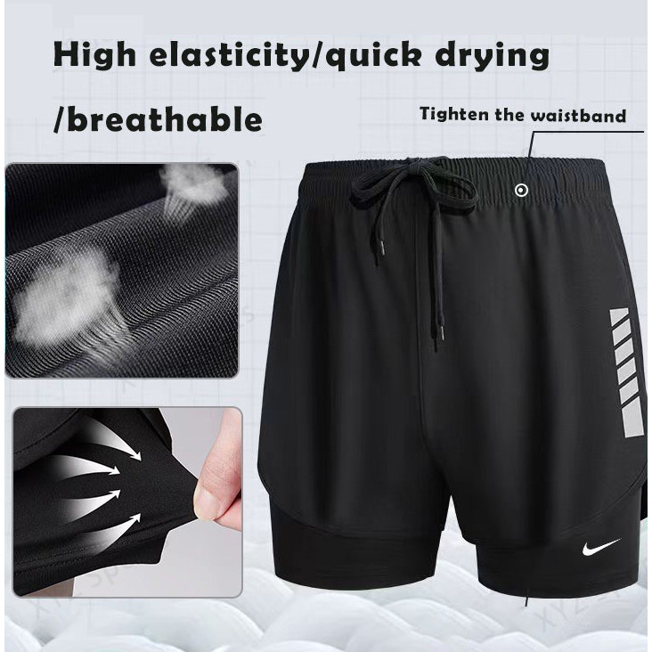 Swimming Shorts Double Layer Short Pants Men and Women Sports Shorts