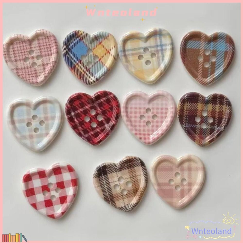 Wnteoland 10 ชิ้นเครื่องประดับเสื้อผ้า, ปุ่มวินเทจลายดอกไม้, อุปกรณ์เสริมตุ๊กตาลายสก๊อตเรซิ่นน่ารัก 2025