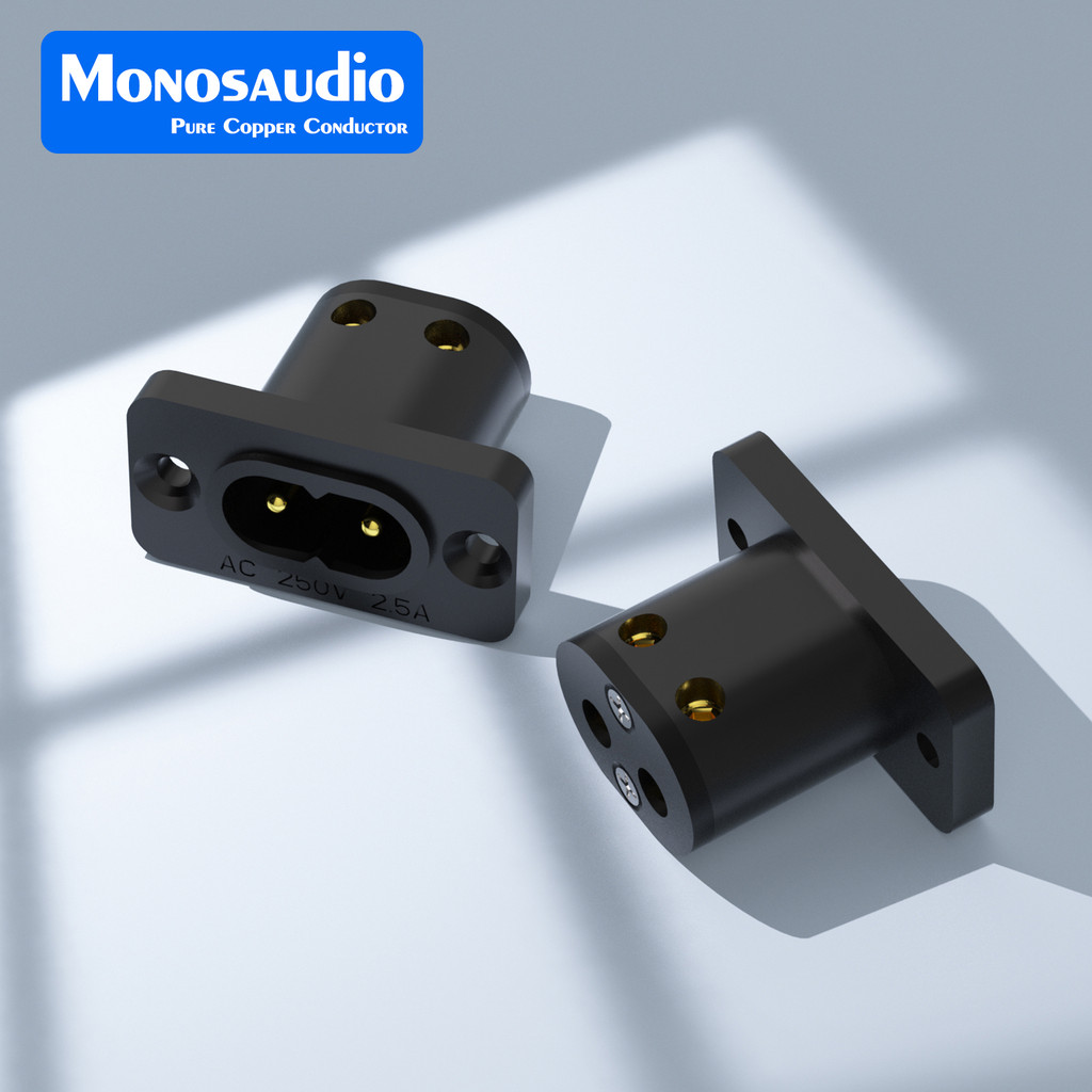 Monosaudio IB73 IEC ซ็อกเก็ต C7 C8 Figure8 Inlet Power Plug Connector ทองแดงบริสุทธิ์สีแดงทอง/โรเดียมชุบ AC 250V 15A