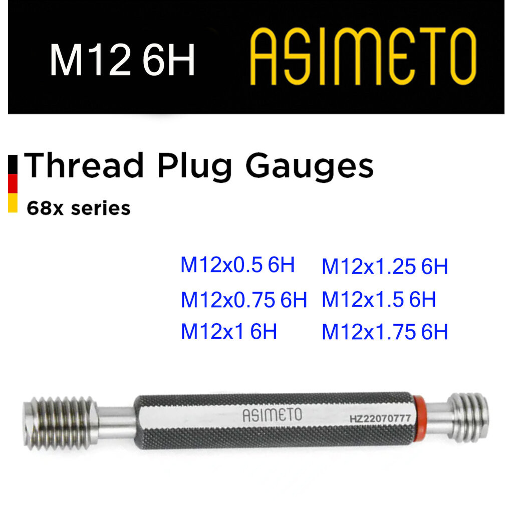 Asimeto Thread plug gauge สกรูปลั๊กเกจ M12x0.5, M12x0.75, M12x1, M12x1.25, M12x1.5, M12x1.75 6H