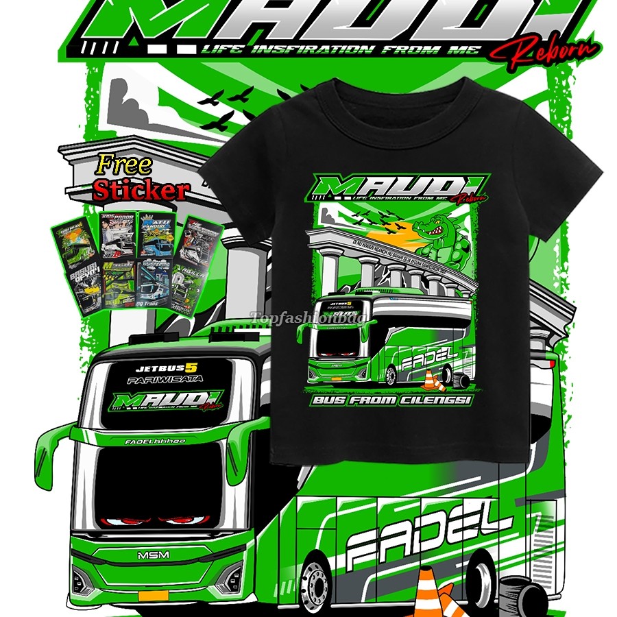Lovadizz - MAUDI Jb5 Bus เสื้อเด็ก Tellet Bus Vector เสื้อยืดสําหรับชาย 1-10 ปี