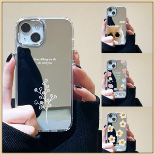กระจกเงา iPhone case มีกระจก for iPhone 11 17 13 16 Pro Max 14 15 12 16 13 11 Pro 17Air เคสไอโฟน ลวดลายดอกไม้ต้นไม้