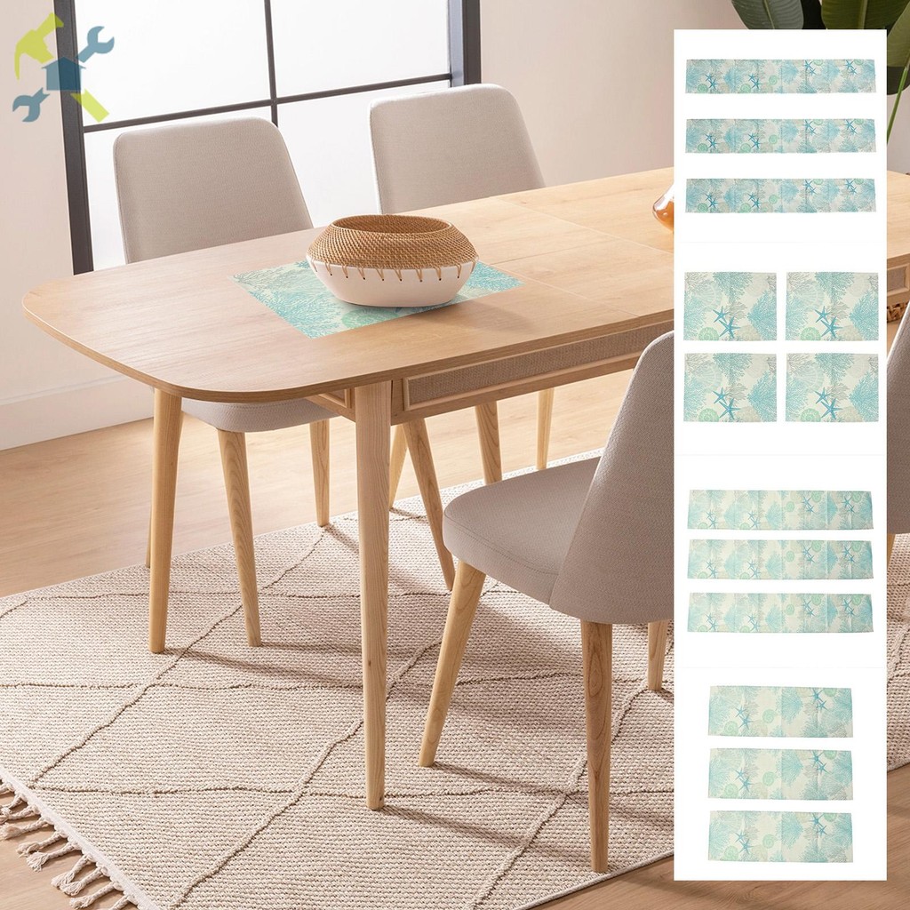 3 ชิ้น/4 ชิ้นตาราง Runner นุ่มตาราง Runner ตกแต่ง Dresser Runner Sea พิมพ์ตาราง Runner ผ้า Vintage D