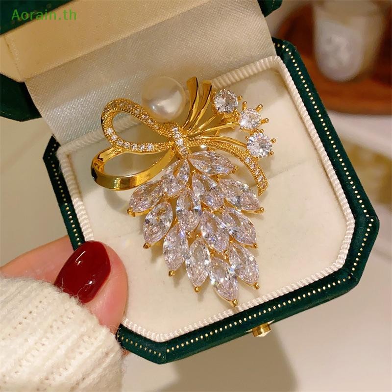 # Anth Beauty# แฟชั่น Rhinestone คริสตัลโบว์เข็มกลัดมุกผู้หญิงเสื้อผ้า Coat เครื่องประดับเครื่องประดับของขวัญ