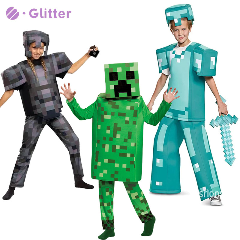 2025 เกมใหม่ Mine_craft Carnival เด็ก 2D ภาพเคลื่อนไหวเครื่องแต่งกายสําหรับเด็ก Boy Minecraft Steve 