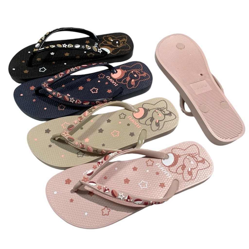 BLS Luofu รองเท้าแตะกระต่ายผู้หญิงยางนุ่มนําเข้า F1159-BRB475 (AI3)