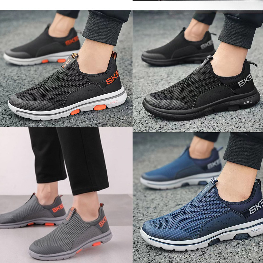 Sepatu pria skecheris kasual kekinian slip on trendy