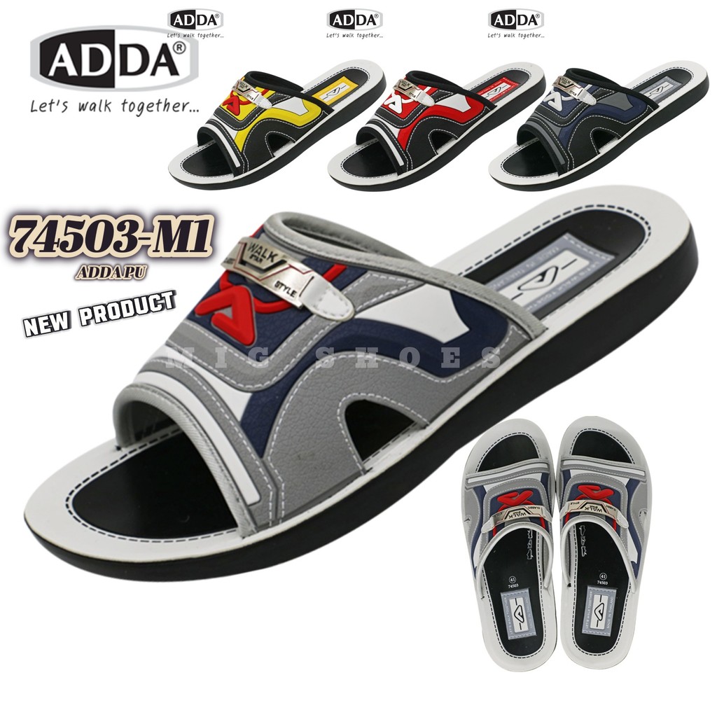 ADDA PU รุ่น 74503 รองเท้าแตะกันลื่นพื้นนุ่มใส่สบายทนทานแห้งไวไม่อับชื้นใส่ได้ทั้งวันปกป้องเท้าคุณ