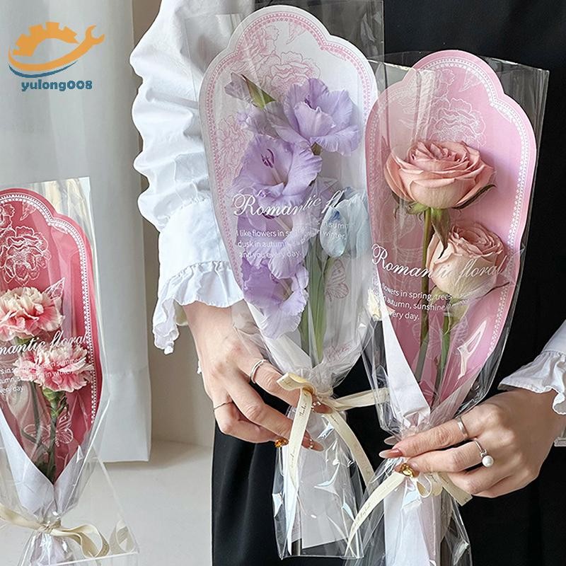 [MR] 10 ชิ้นดอกไม้ถุงบรรจุภัณฑ์คาร์เนชั่นช่อดอกไม้ถุงบรรจุภัณฑ์วันแม่ DIY ของขวัญห่ออุปกรณ์ตกแต่งงาน