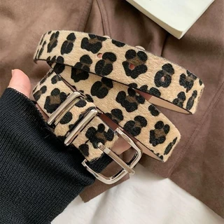 Miss_J พร้อมส่งจากกทม🎀เข็มขัดลายเสือดาวย้อนยุคมีสไตล์ เข็มขัดผู้หญิงหนัง PU สามารถใส่กับยีนส์หรือกระโปรงได้