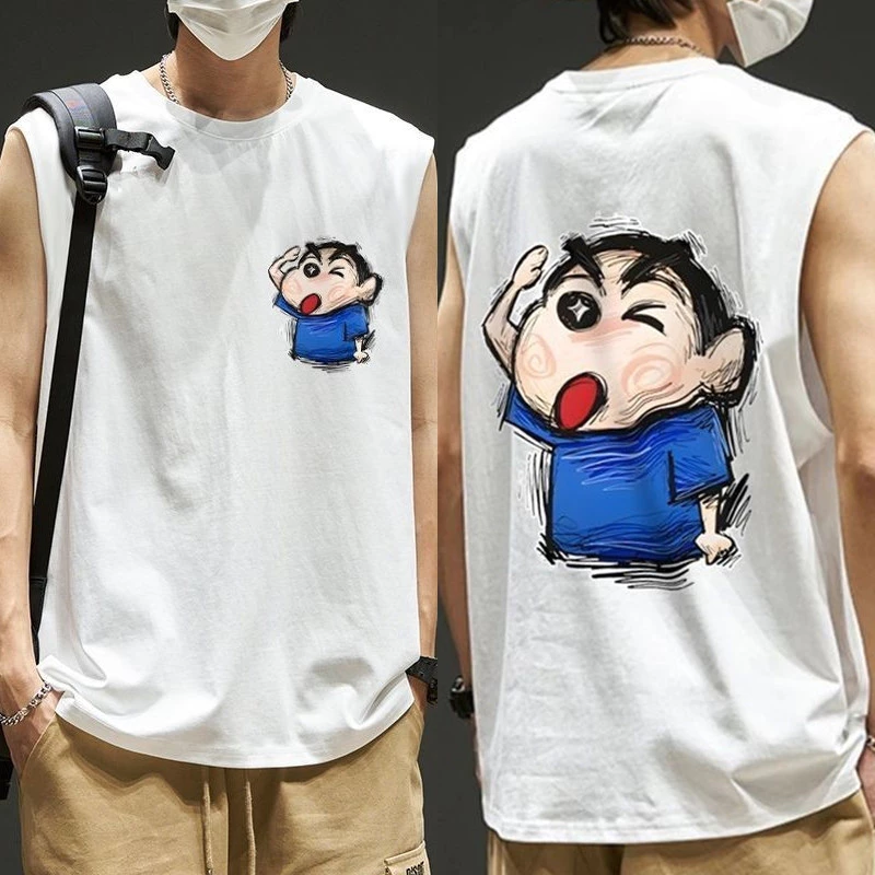 NEW เสื้อแขนกุดผู้ชาย สกรีนลายชินจัง หน้า-หลัง OP-1062