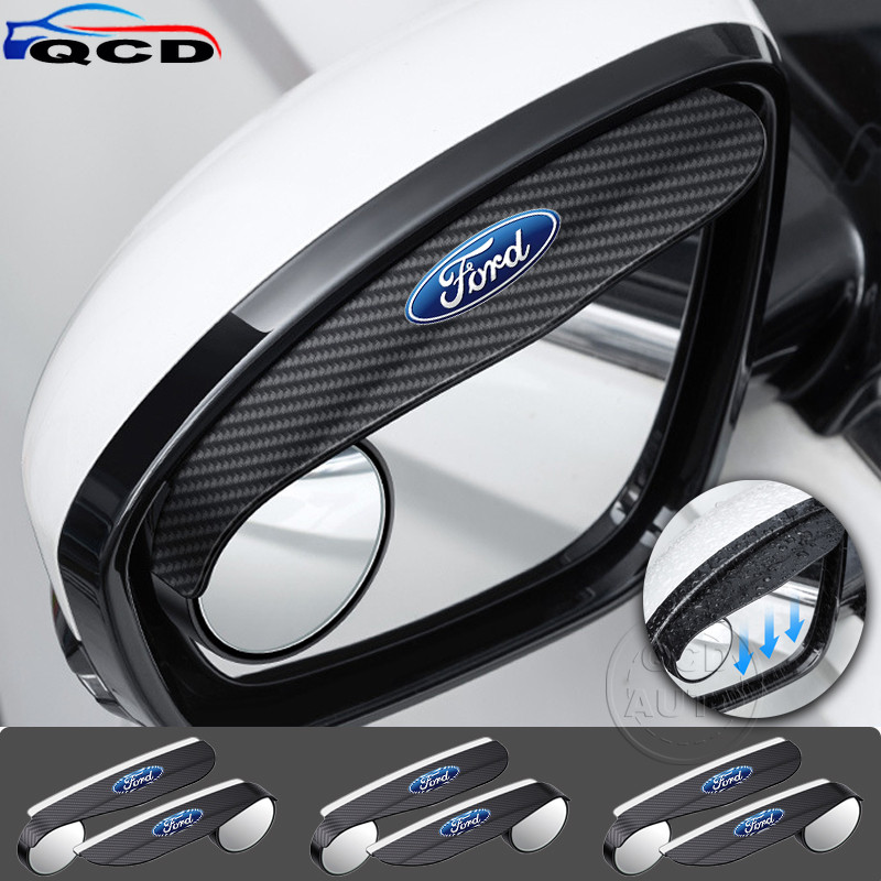 2 ชิ้น/เซ็ต Ford คาร์บอนไฟเบอร์รถยนต์กระจกมองข้างฝนคิ้วป้องกันดวงอาทิตย์อะไหล่รถ สําหรับ Ranger Rapt