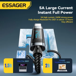 Essager 240w PD 3.1 Type C ถึง Type C สายจอแสดงผลดิจิตอลสายชาร์จเร็วสําหรับโทรศัพท์แล็ปท็อป