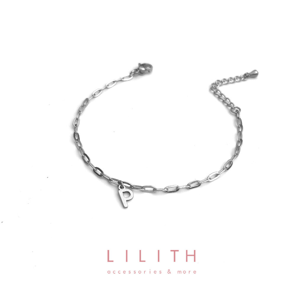 Lilith - Tiny Alphabet Stainless Chain สร้อยคอ สร้อยข้อมือ จี้อักษร A-Z