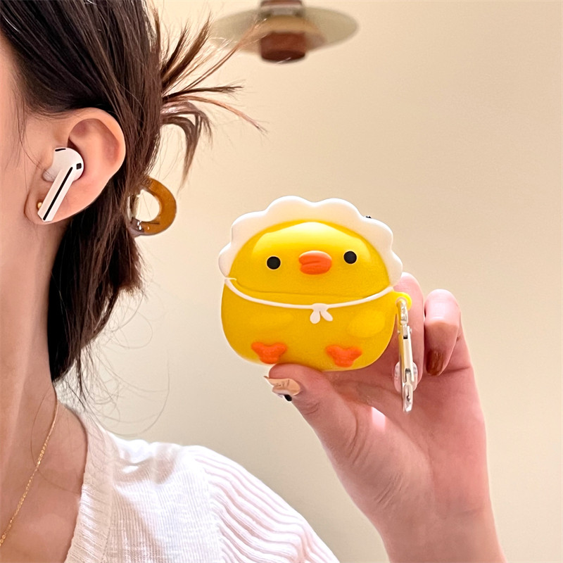 ฝาครอบหูฟังสเตอริโอลูกไก่สีเหลืองสําหรับ Samsung Galaxy buds3/bud3pro Samsung Buds2 เคสป้องกัน Buds 