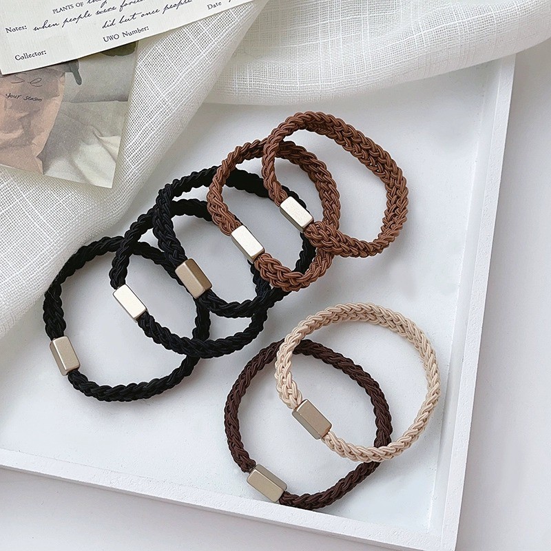 ยางมัดผม สีเรียบ มีความยืดหยุ่นสูง ยางรัดผมทนทาน  หนังยางรวบผม พร้อมส่ง - รูปที่ 3