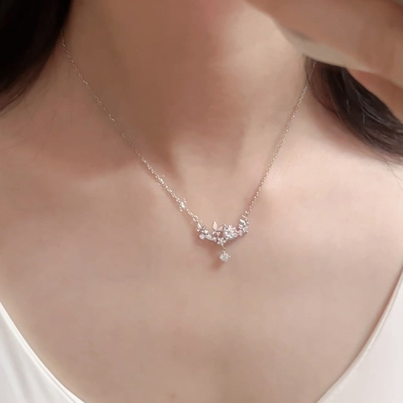 สร้อยคอแฟชั่นประดับคริสตัลพลอยเทียม รูปผีเสื้อ เรขาคณิตสําหรับผู้หญิง N50 - รูปที่ 3