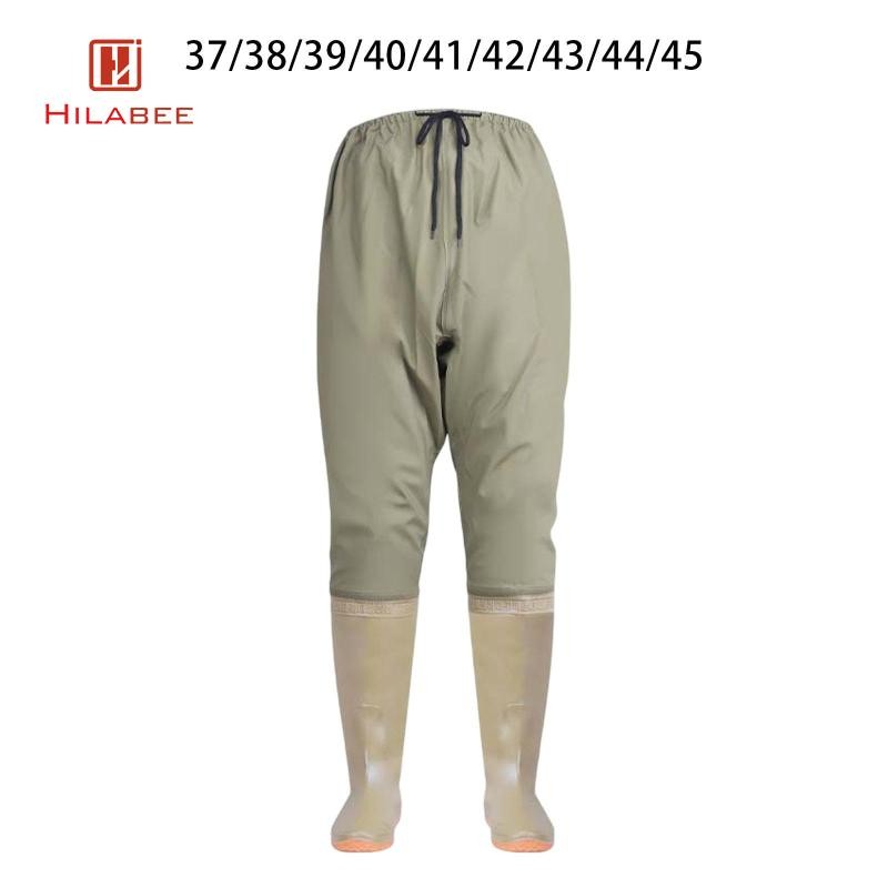 Hilabee ผู้ชายผู้หญิงเอว Waders ตกปลา Waders พร้อมรองเท้าบูทมัลติฟังก์ชั่นน้ําหนักเบา