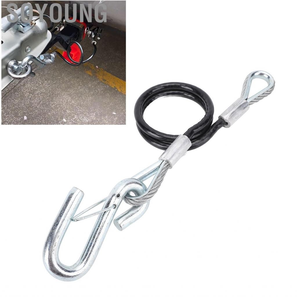 Soyoung สายเคเบิลลากจูงความปลอดภัยของรถเทรลเลอร์พร้อมตะขอ S 3500lbs โหลดแบริ่ง 27.6 นิ้วความยาวส่วนขยายสูงสุดเชือกสปริงสำหรับ RV (พร้อมตะขอหนึ่งใบ)