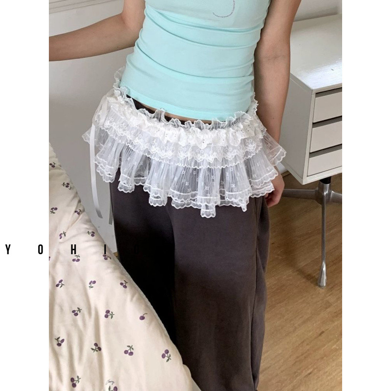 กระโปรงลูกไม้หลายชั้นแฟชั่นสาวชิ้นกระโปรงสั้นลูกไม้จับคู่กระโปรง