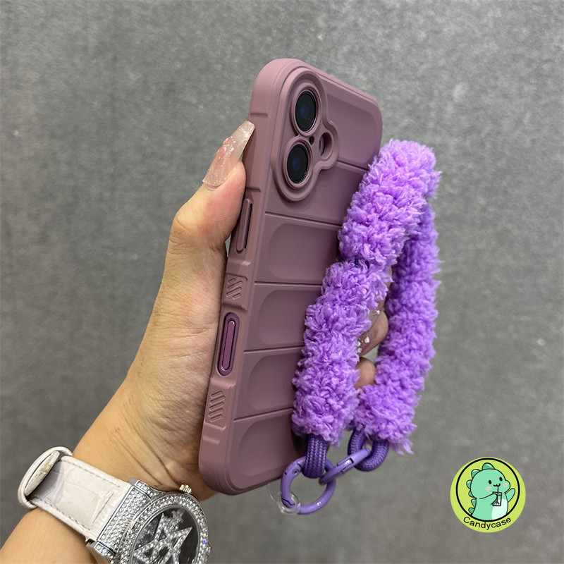 ปลอกplushสําหรับoppo Reno 13 Pro 13F 12 Pro 12F 11A 11 Pro 11F 11A 10 5G 4G Simple 3Dฝาครอบน่ารักการ์ตูนCandyสีสายรัดข้อมือกันกระแทกSlip Matte Soft Case