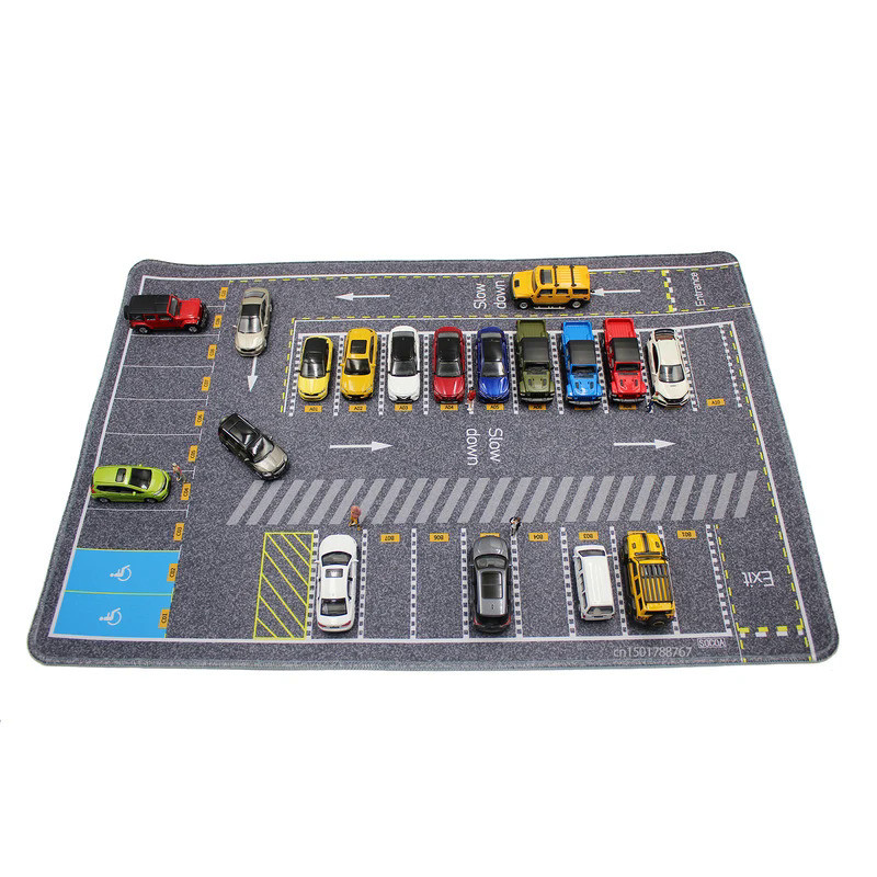 1:64 Scale Parking Road Garage Football Field Toy Mat Mouse Pad For Diecast Car Model Dolls Scene Di