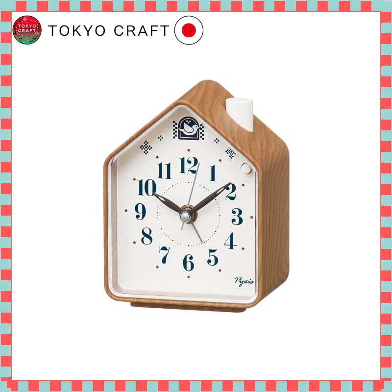 Seiko Clock Alarm Clock Table Clock Analog Brown Wood Grain 110 × 86 × 63 mm PYXIS NR453B